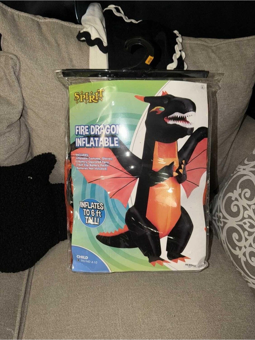 Spirit Kids Fire Dragon Inflatable - Black & Orange